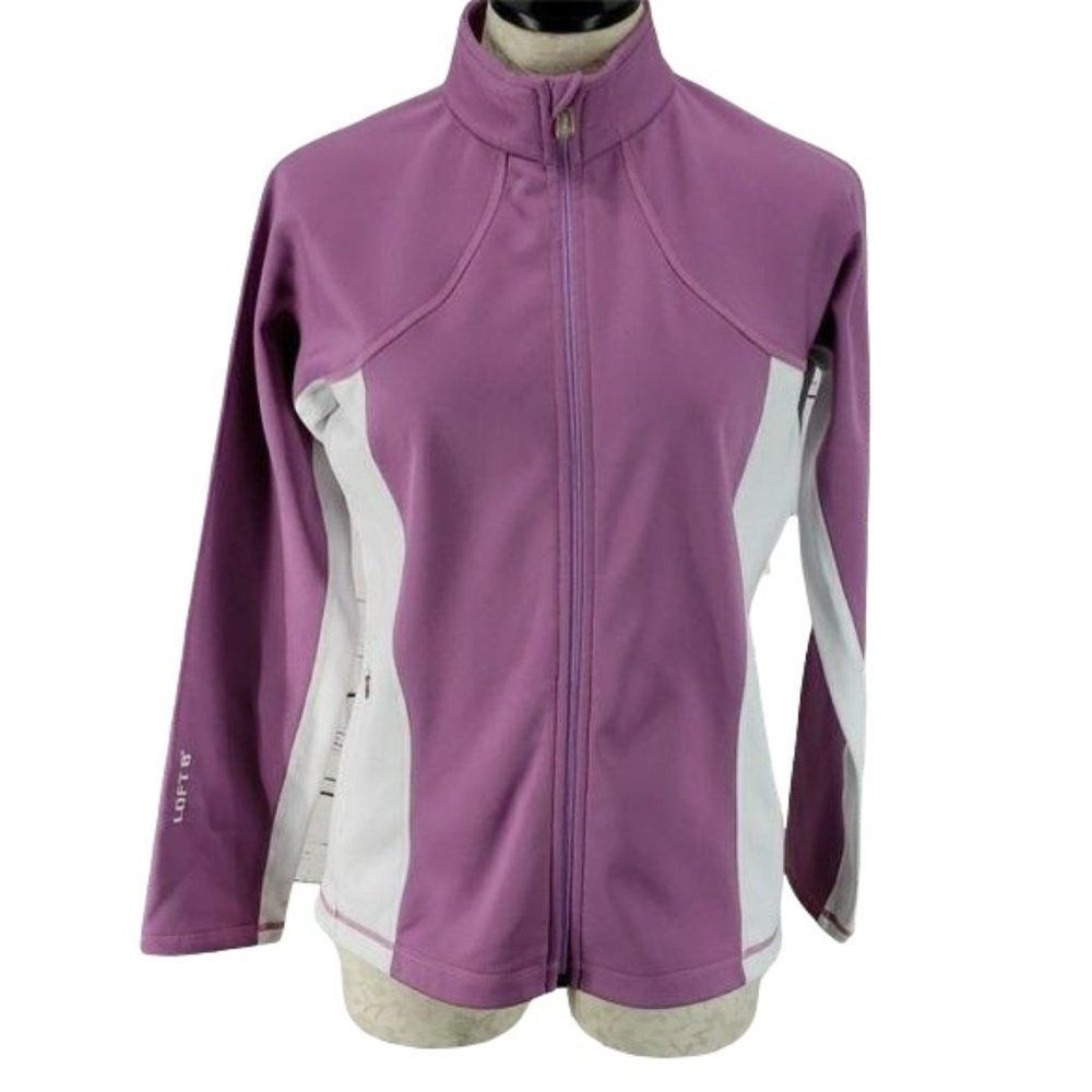 Loft‎ 8 Womens Full Zip Mock Neck Activewear Jacket Purple White Medium